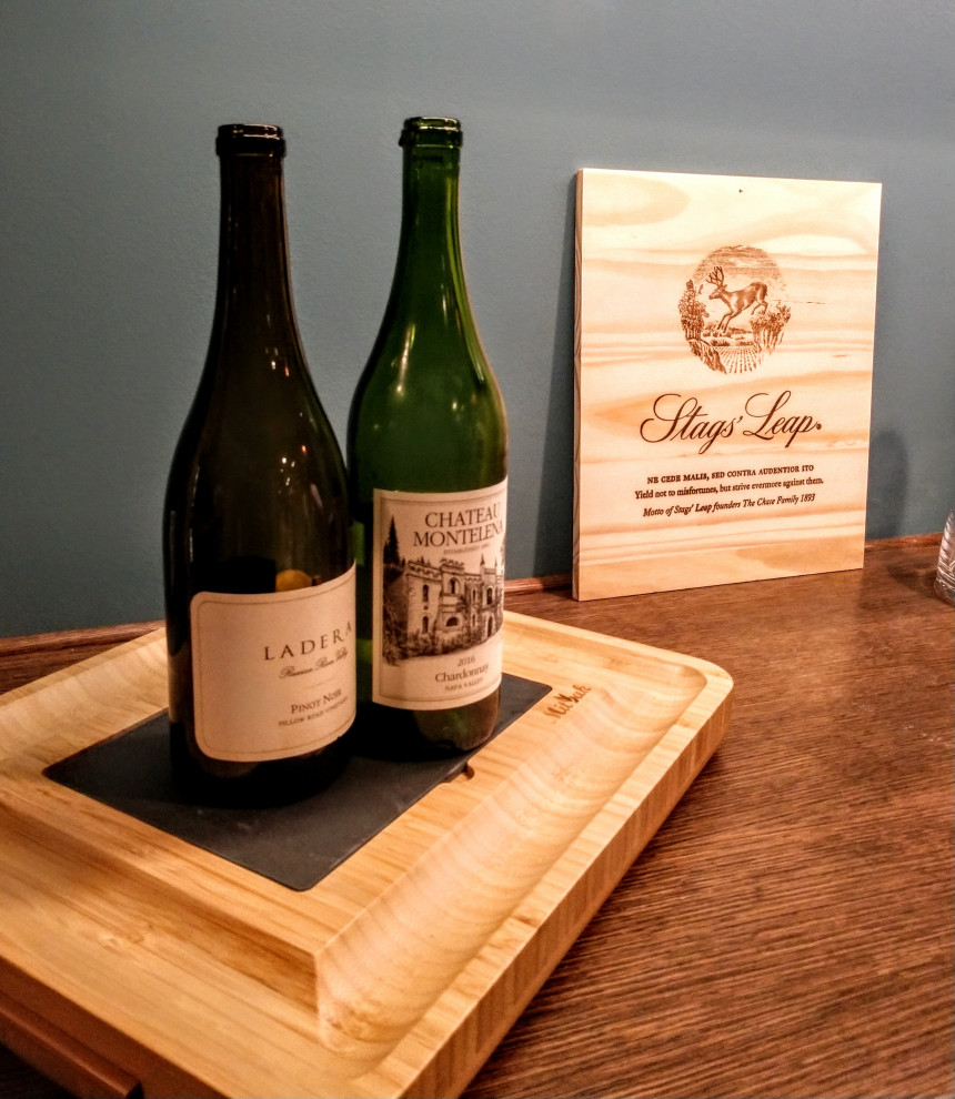 Ordinay Mud room converted into a beautiful custom wine tasting room.