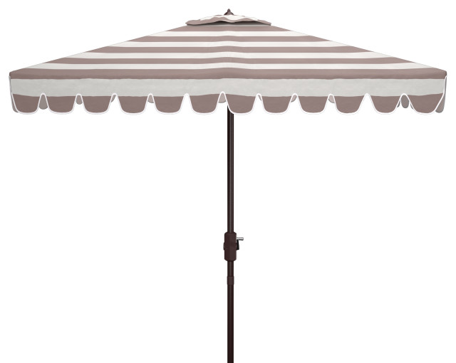 Safavieh Vienna 7.5' Square Crank Umbrella, Gray/White