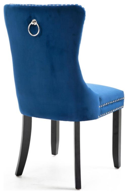 Velvet Tufted Upholstered Dining Chairs, Navy Blue Tufted Dining Room Chairs