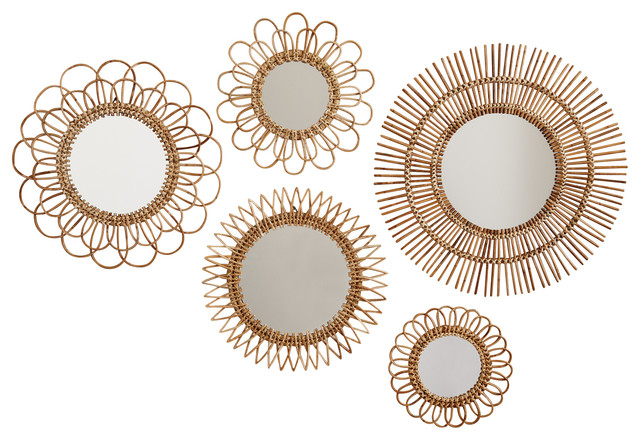S 5 Natural Rattan Mirrors Wall By Two Company S 5 Natural Rattan Mirrors