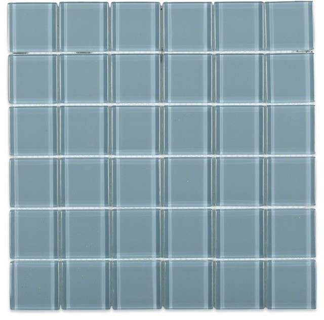 Contempo Blue Gray Polished Glass Tile Sample Contemporary Wall And