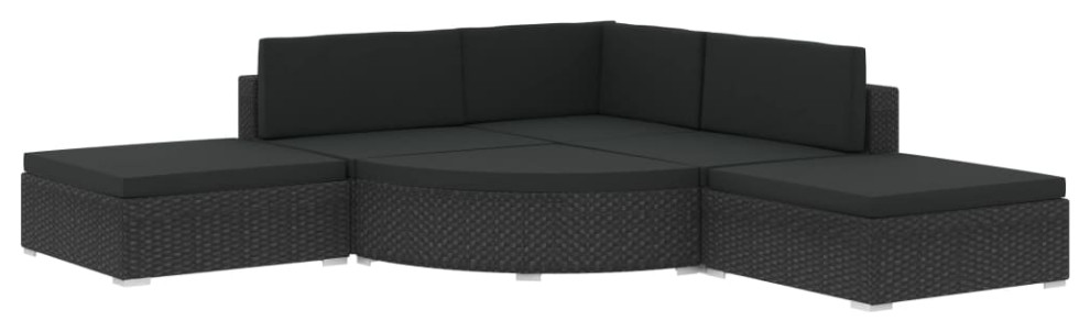 vidaXL Patio Furniture Set 6 Piece Outdoor Sofa and Table Poly Rattan Black