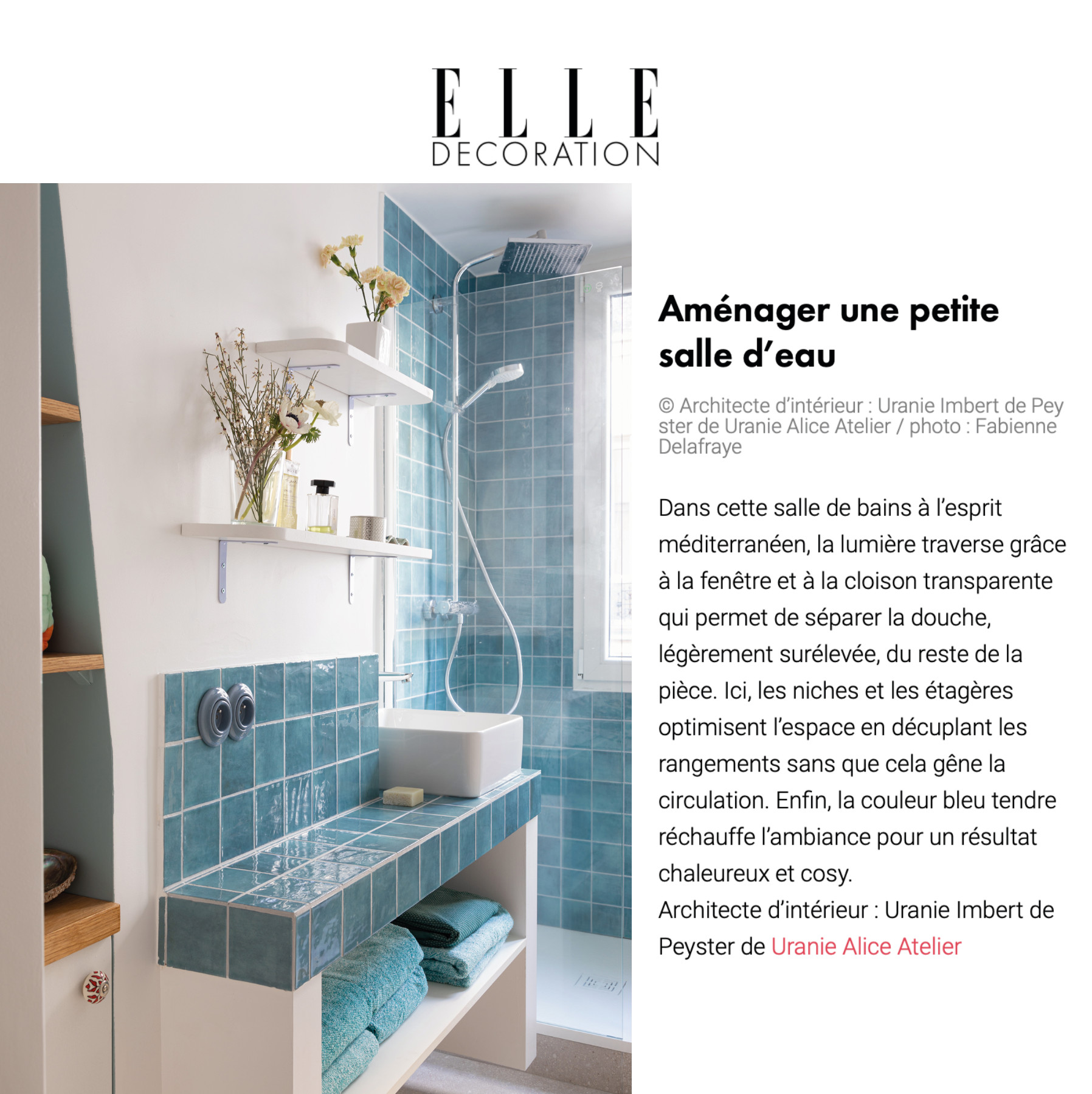 Elle Décoration article salle de bain Uranie Imbert de Peyster