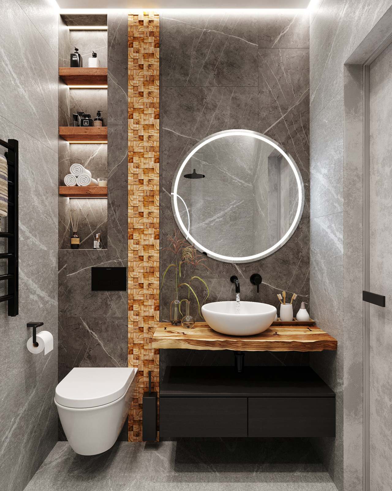 Трехкомнатная квартира для семьи из 4 человек с монохромным интерьером