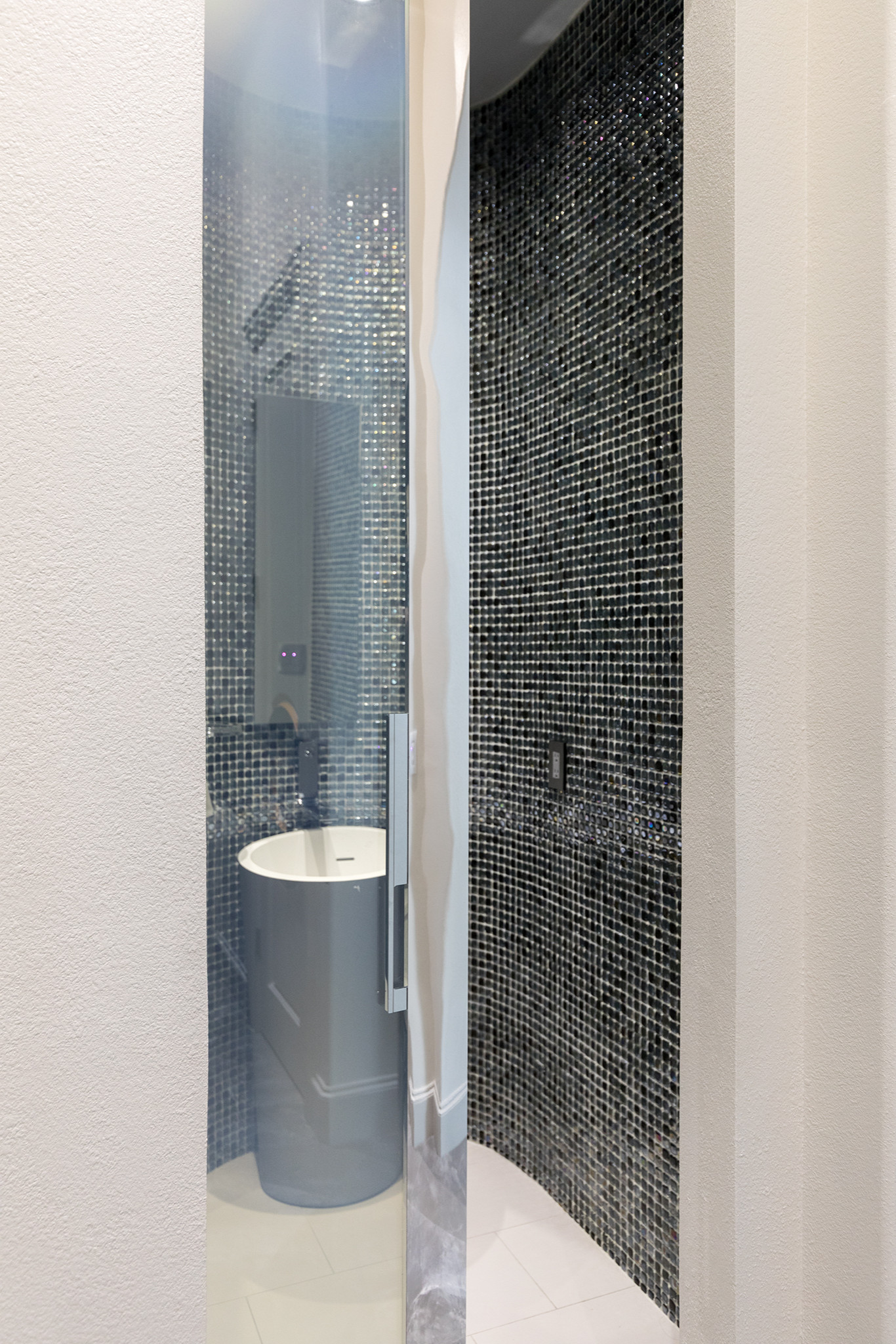 Contemporary Bath with Varying Opacity Door
