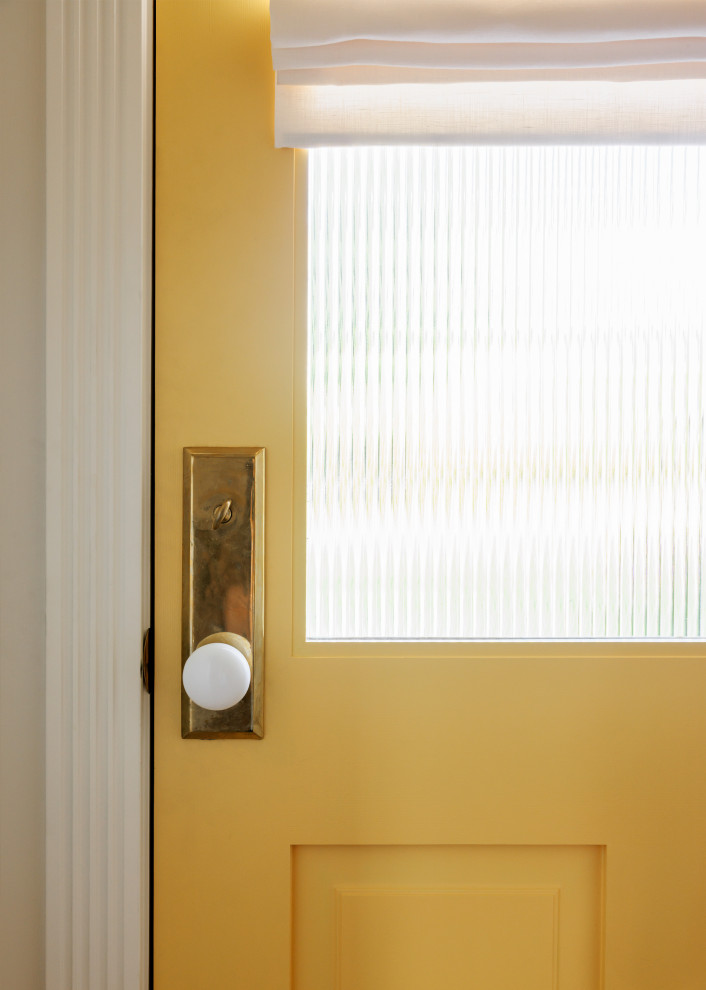 Small danish front door photo in Seattle with a yellow front door