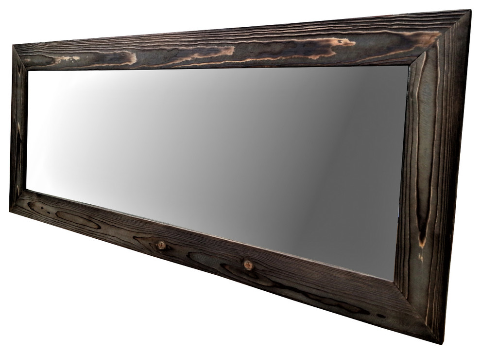 Full Length Floor Mirror, Black Wood