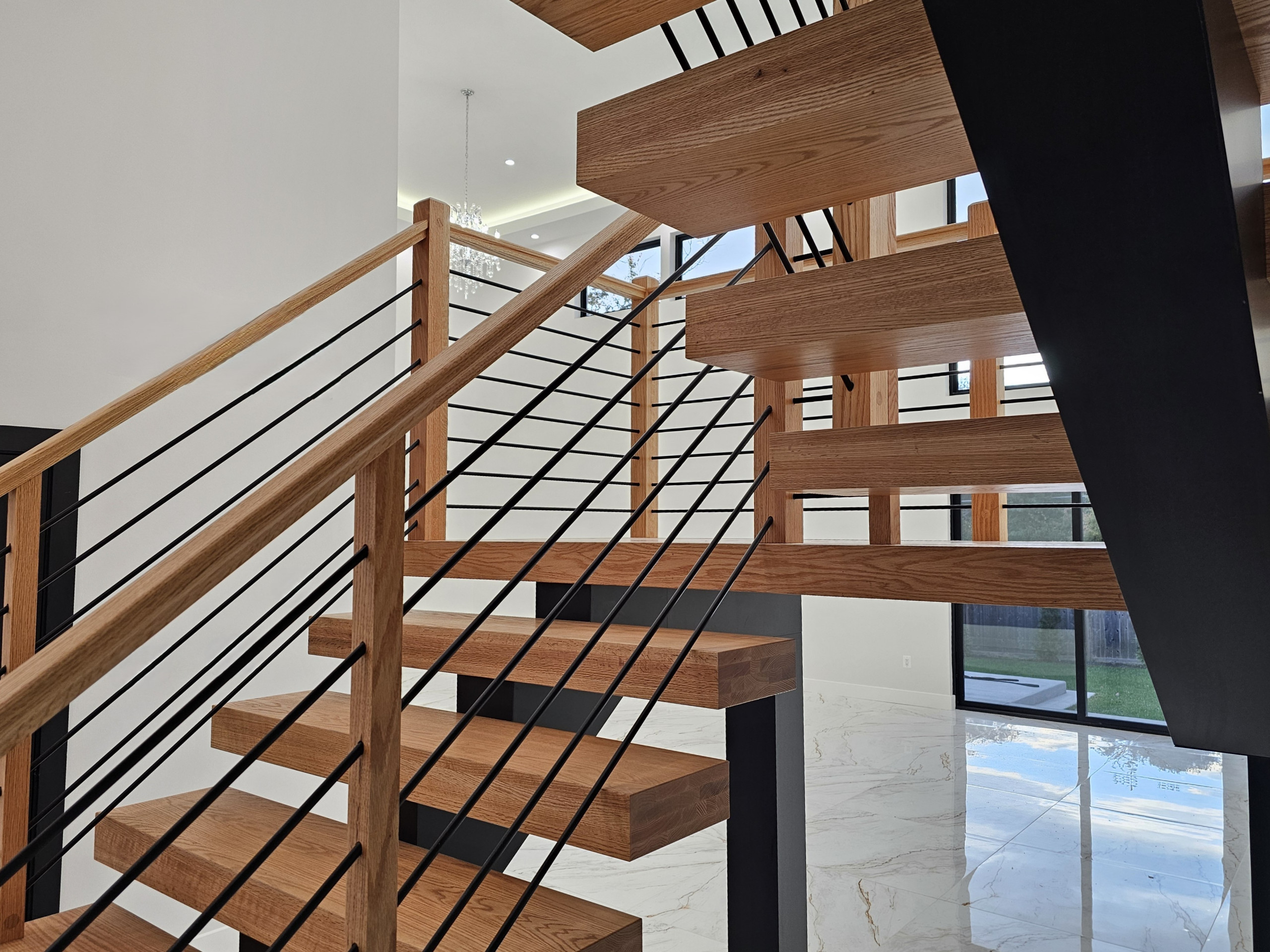 143_Modern Floating Red Oak and Metal Staircase, Sterling, VA