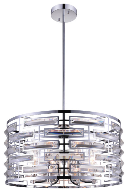 CWI LIGHTING 9975P20-6-601 6 Light Drum Shade Chandelier with Chrome finish