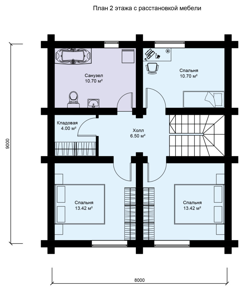 Деревянный дом из бруса по проекту 53 ПБ