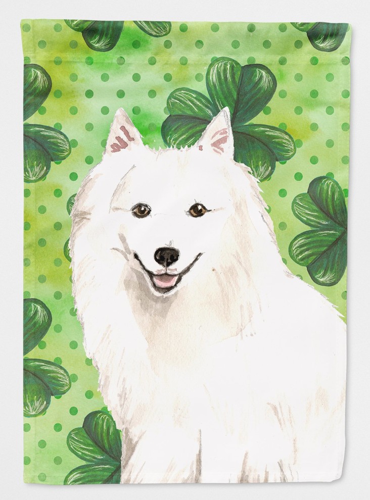 Shamrocks Japanese Spitz Flag Garden Size Contemporary Flags And Flagpoles By The Store Houzz