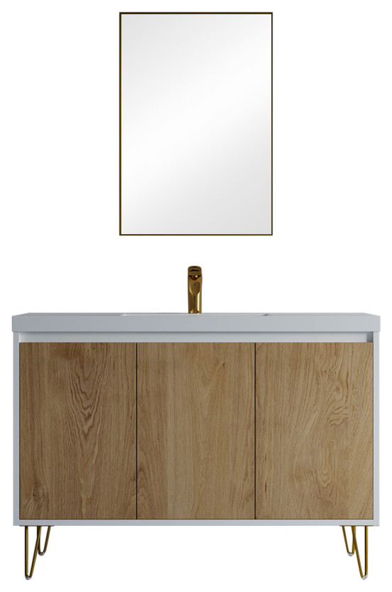 Dello 48" Single Bathroom Vanity Set With V Legs Midcentury