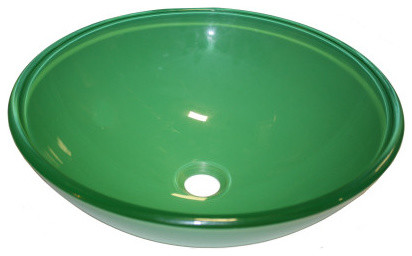 Above Counter Glass Vessel Basin, Green