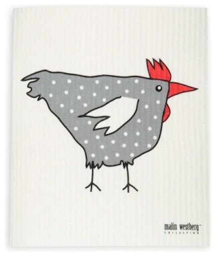 Swedish Dishcloth, Chicken & Hen Designs, Tupp Chicken Grey