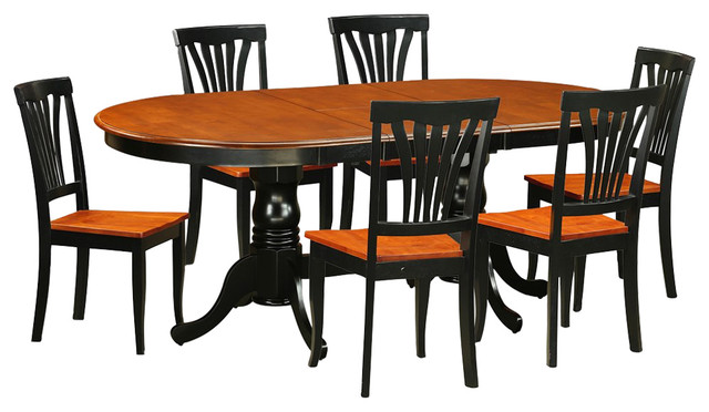 Plainville 7 Piece Solid Wood Dining Set Black And Cherry Plainville 7 Piece Solid Wood Dining Set Black And Cherry
