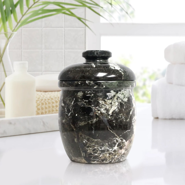 Marble Bathroom Jar, Black Zebra - Traditional - Bathroom Canisters ...