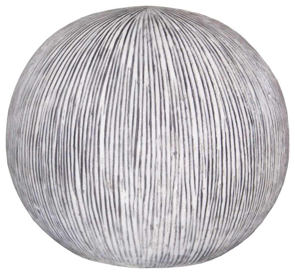 Sandstone Ribbed Finish Ball With Light For Outdoor Use 17"x14"