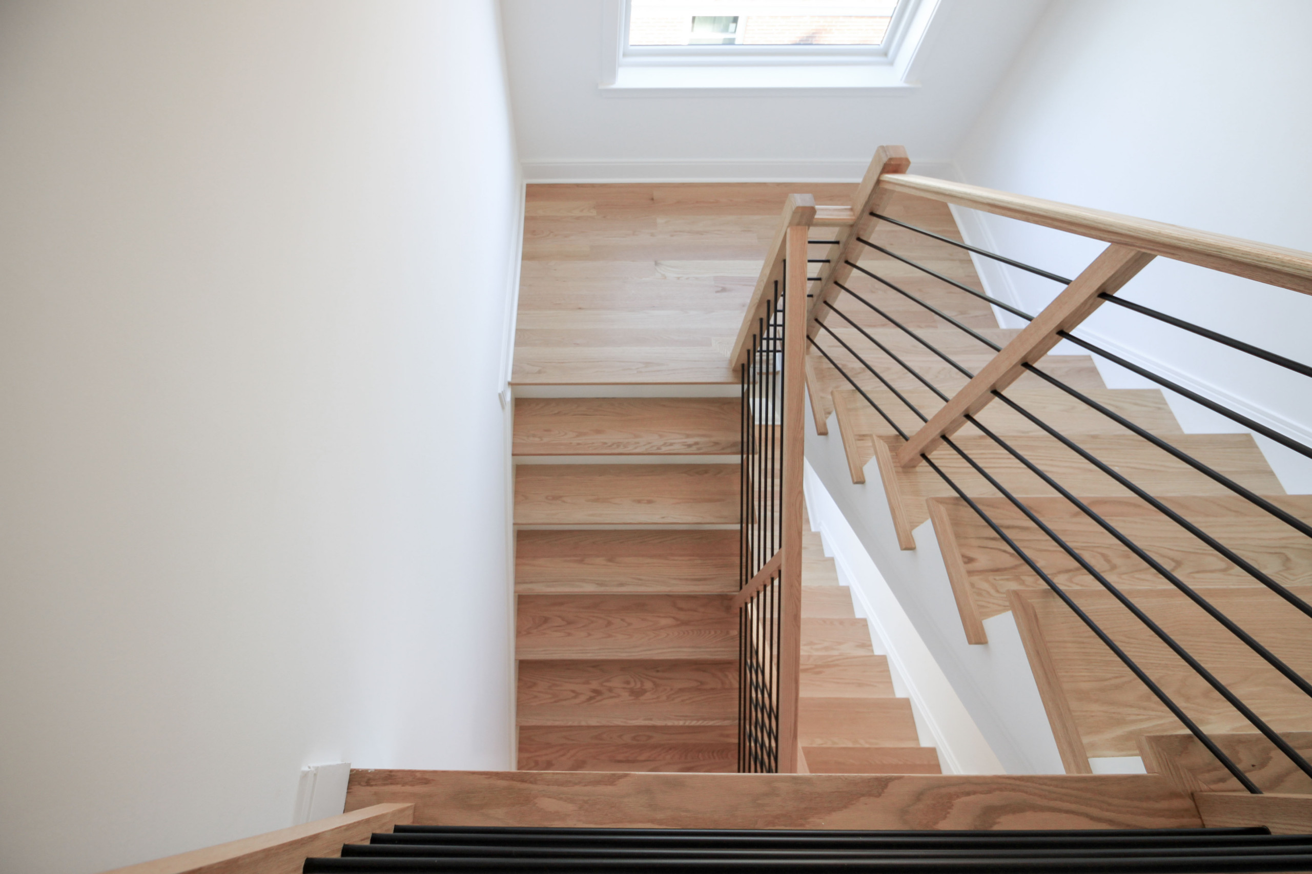 94_Neutral Color Floating Staircase with Metal Balusters, Bethesda MD 20817