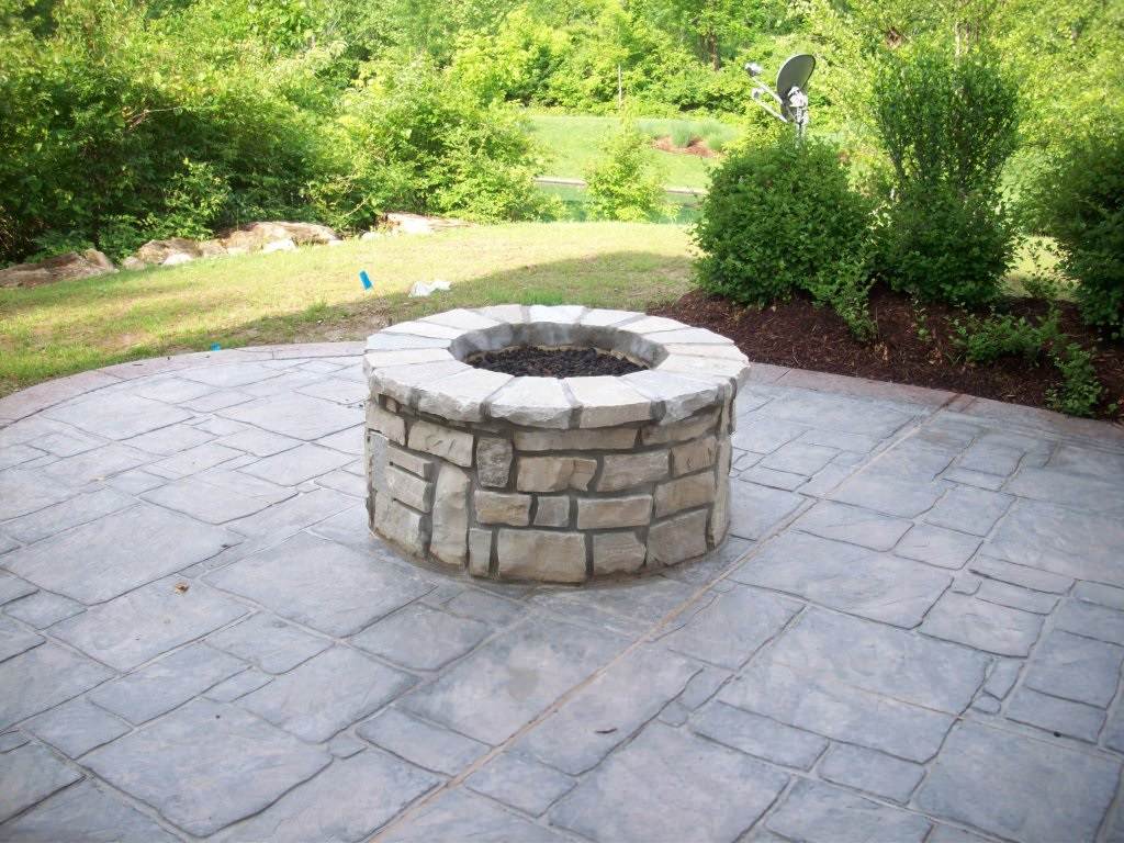 Town and Country, Missouri Stamped Concrete Patio and Stone Masonry (Gas) Firepi