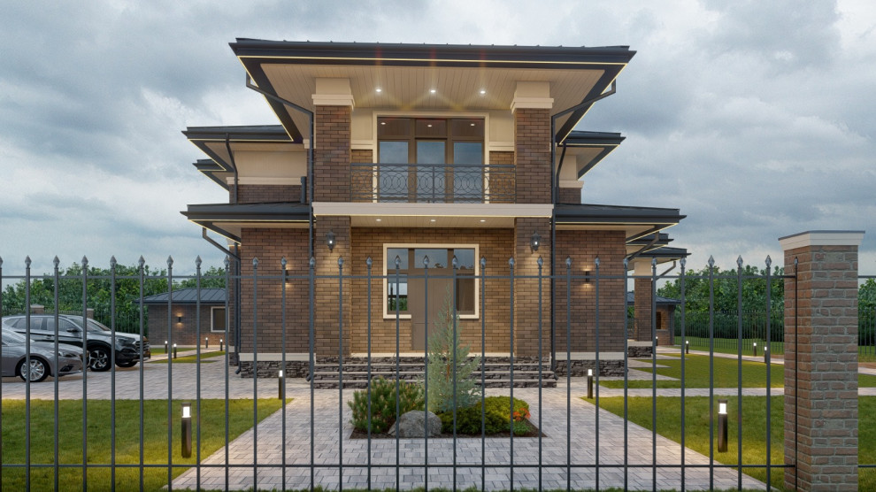 Проект двухэтажного дома в стиле Райта 265 кв.м