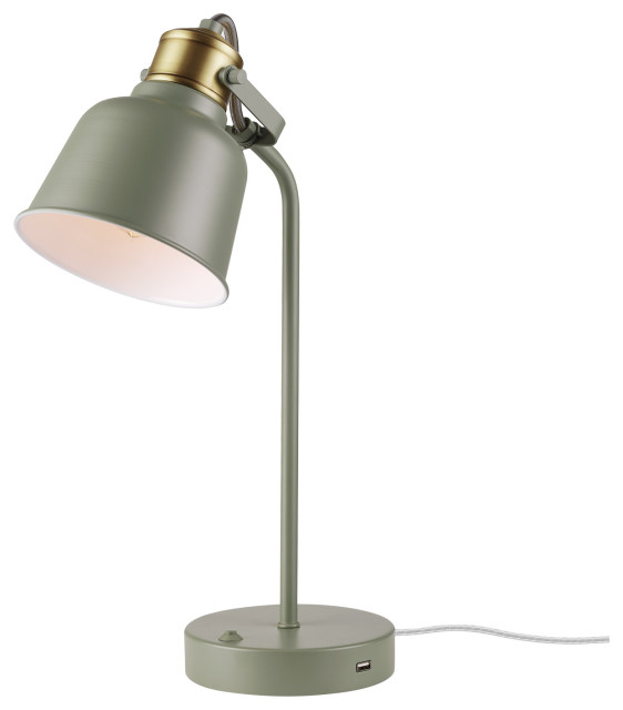 Dakota 18" Sage Green Desk Lamp with USB Port Transitional Desk