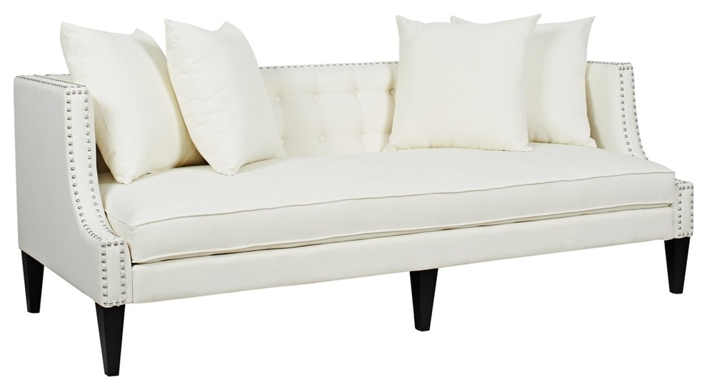 Caroline Tufted Recessed Arm Tuxedo Sofa Antique White Transitional