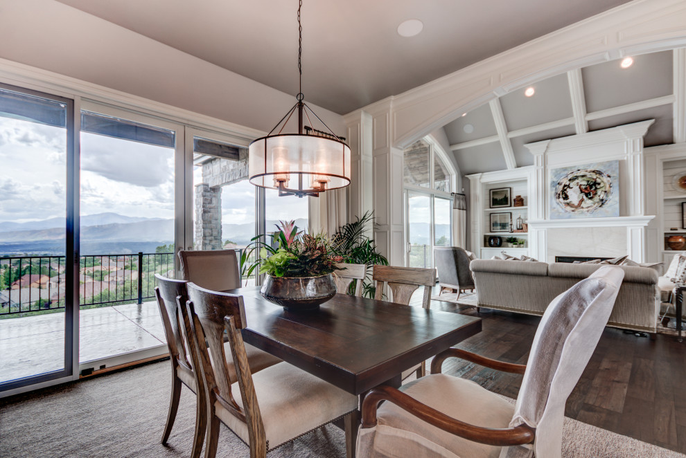 Example of a transitional home design design in Denver