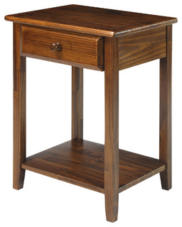 Night Owl Nightstand With 4 USB Ports, Warm Brown