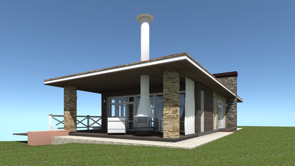 Кухня на берегу пруда.