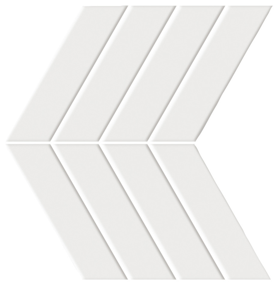 Shape White ON 9"x13" Porcelain Mosaic Tile, Set of 20