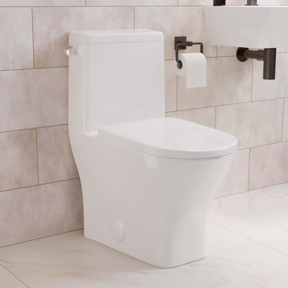 Sublime II 1Piece Round Toilet Side Flush 1.28 GPF Contemporary Toilets by Swiss Madison