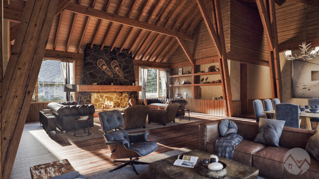 Cabin Design Rendering rustic-rendering