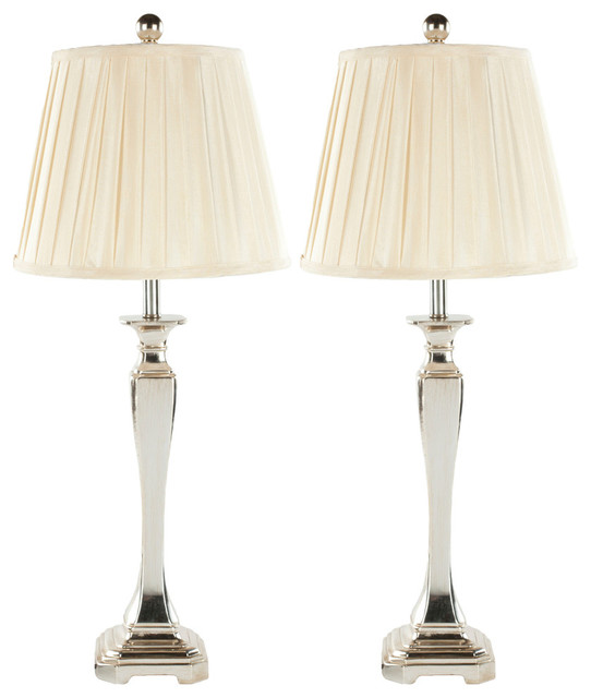 Safavieh Athena Table Lamps Set Of 2, Malaga 29 H Silver Table Lamp Silver Safavieh