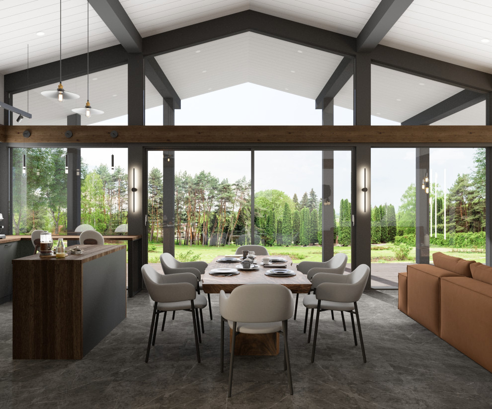 Дизайн кухни-гостиной в доме