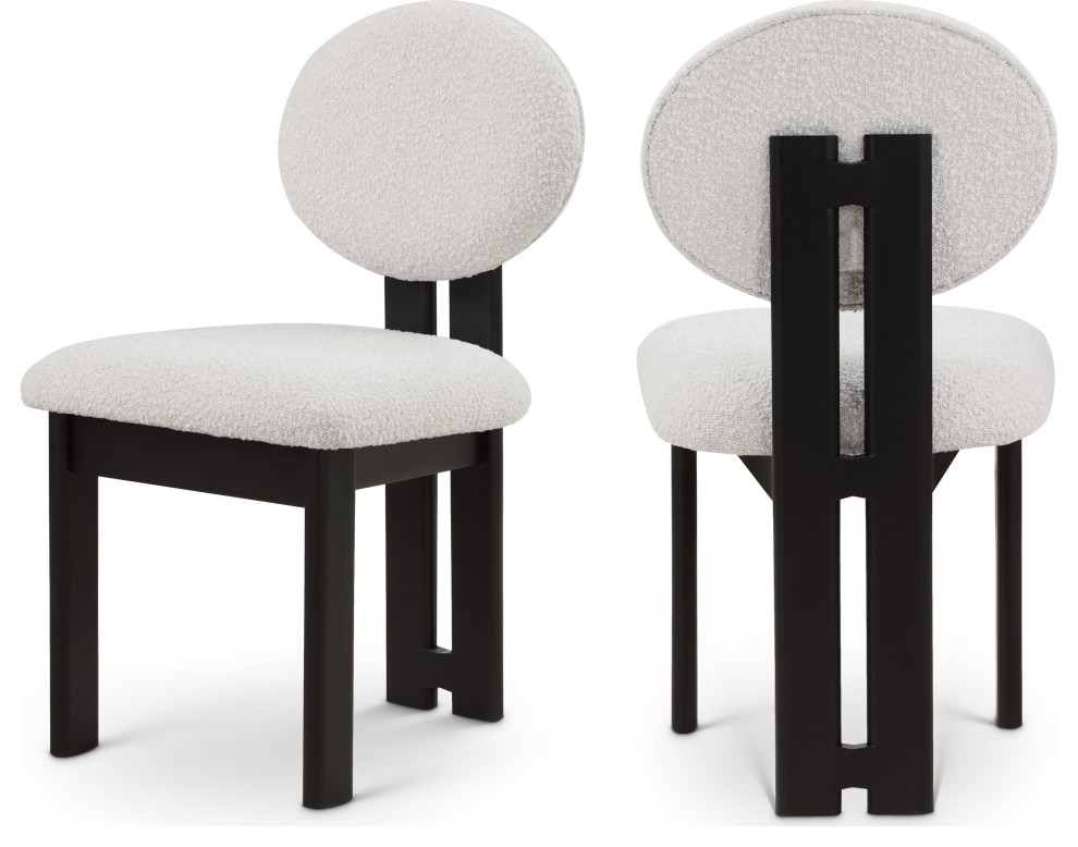 Napa Black Boucle Fabric Dining Chair, Set of 2 Transitional Dining Chairs by Meridian