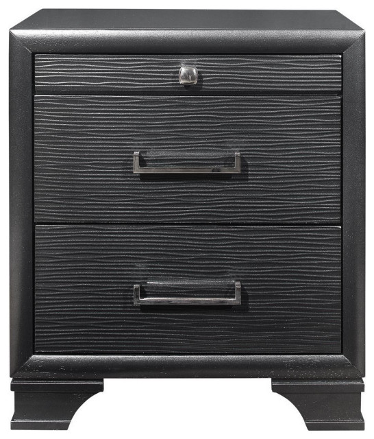 Gray Nightstand With 3 Drawers Transitional Nightstands And Bedside