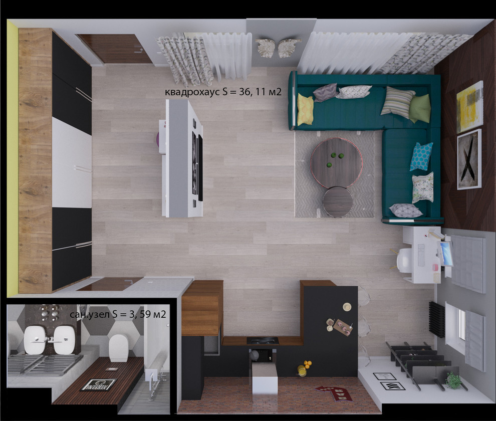 Квадрохаус в Хрустальном 36 м2