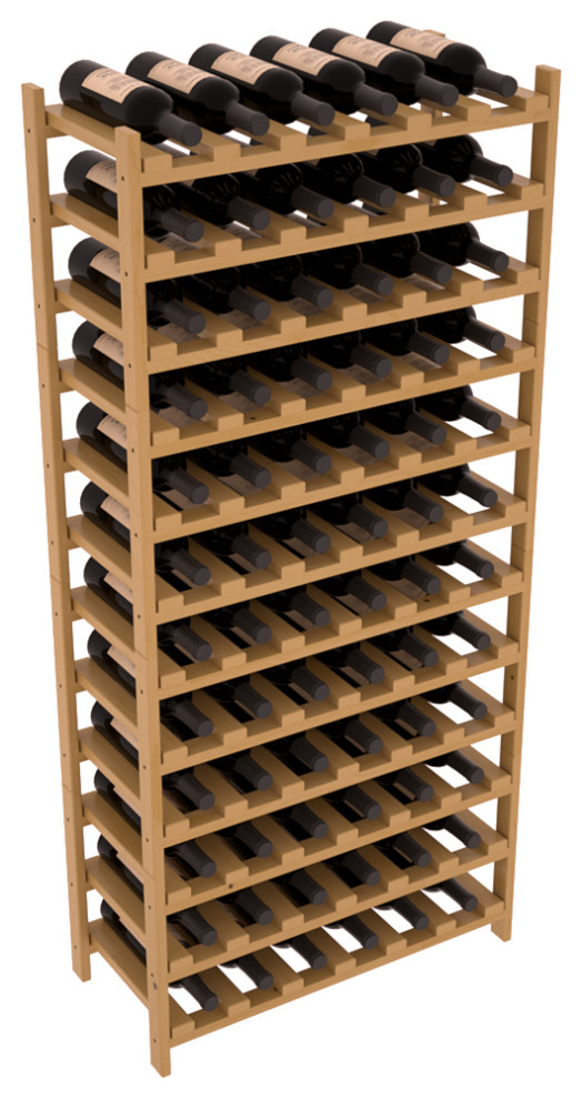 72-Bottle Stackable Wine Rack, Ponderosa Pine, Oak/Satin Finish