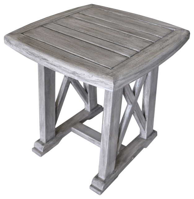 Courtyard Casual Driftwood Gray Teak Surf Side Outdoor Side Table