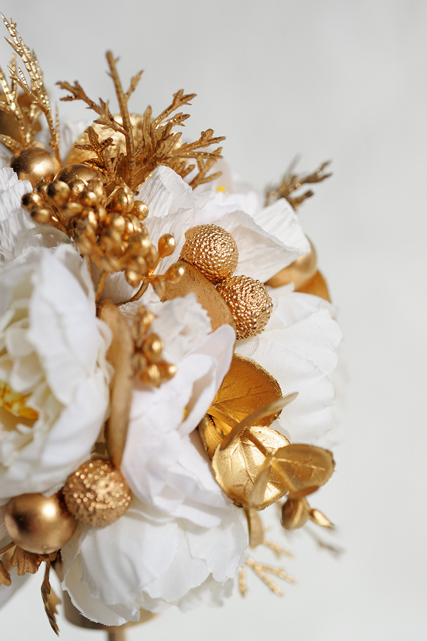 Набор высоких подсвечников с декором, цвет бело-золотой