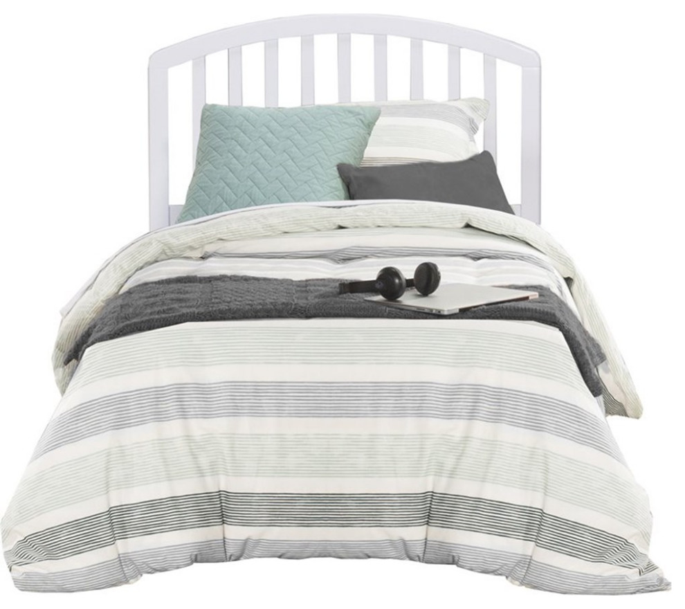 Bowery Hill Twin Wooden Spindle Headboard in White Transitional