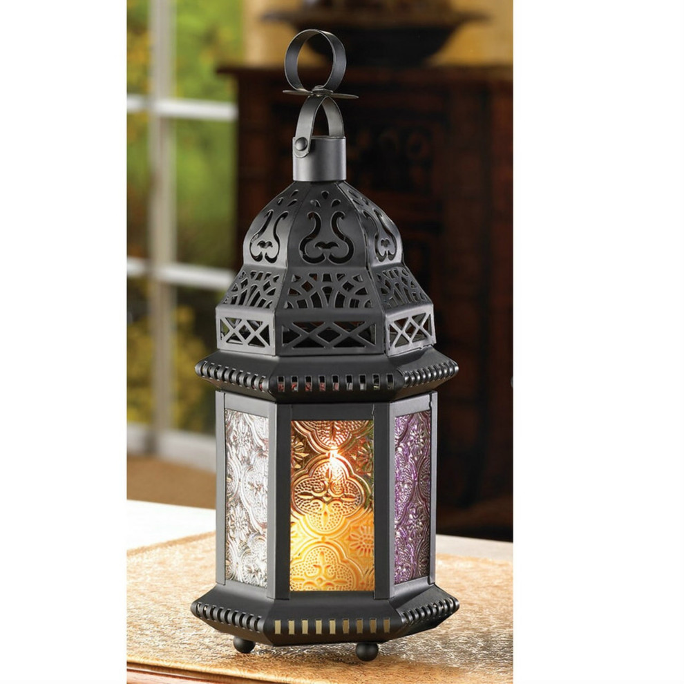 10-inch Glass Moroccan Candle Lantern You Choose Color 