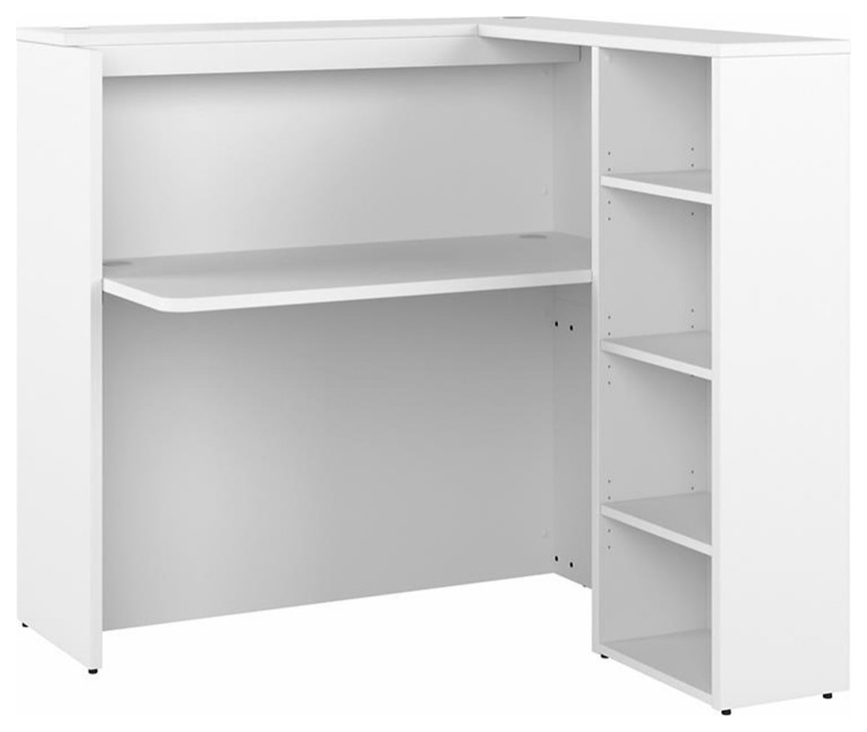Studio C 48W Corner Bar Cabinet with Shelves in White - Engineered Wood