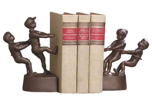 Tug Of War Bookends, Bronze Iron