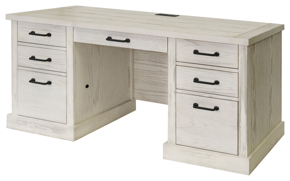 Avondale Desk, Office Writing Table Fully Assembled, White Farmhouse