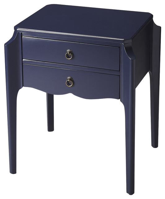 Wilshire Accent Table, Navy Blue Midcentury Side Tables And End