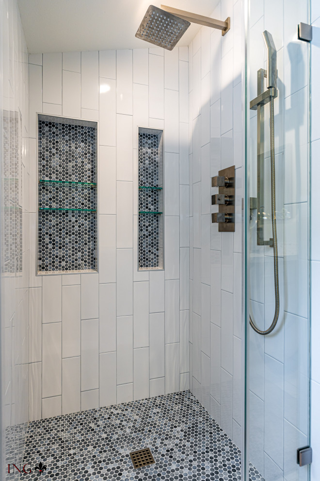 Bathroom Remodel / Shower Retile and Shower Enclosure Transitional