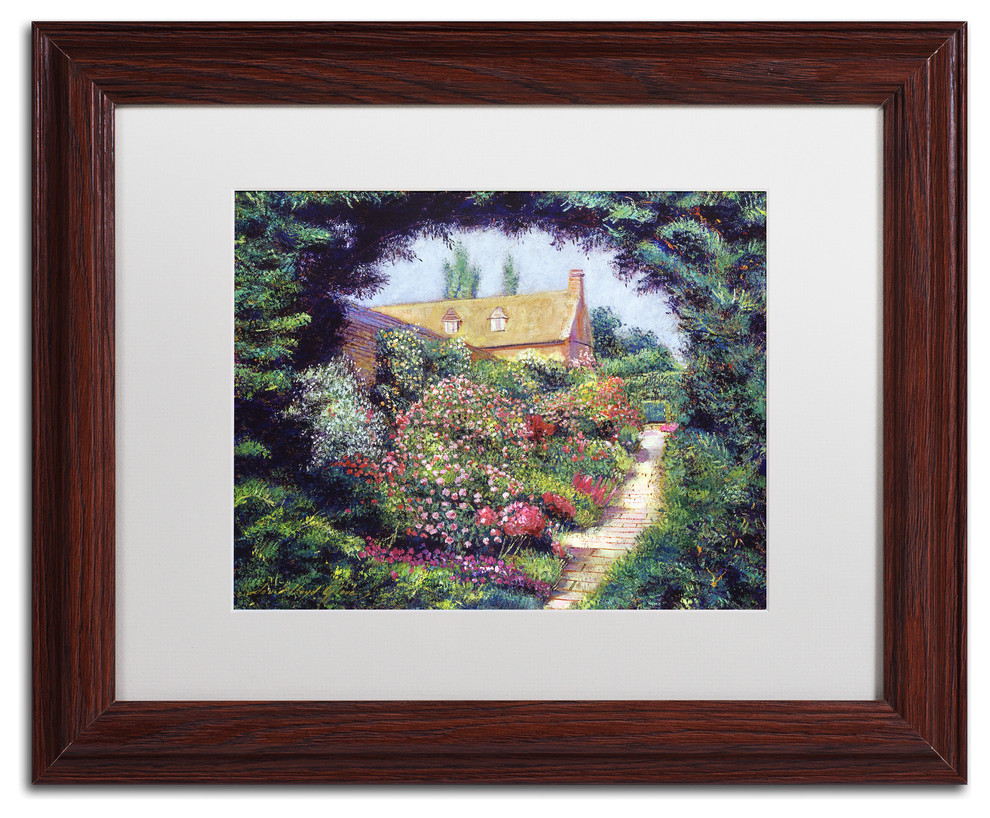 David Lloyd Glover 'English Garden Stroll' Art, Wood Frame, 11"x14", White Matte