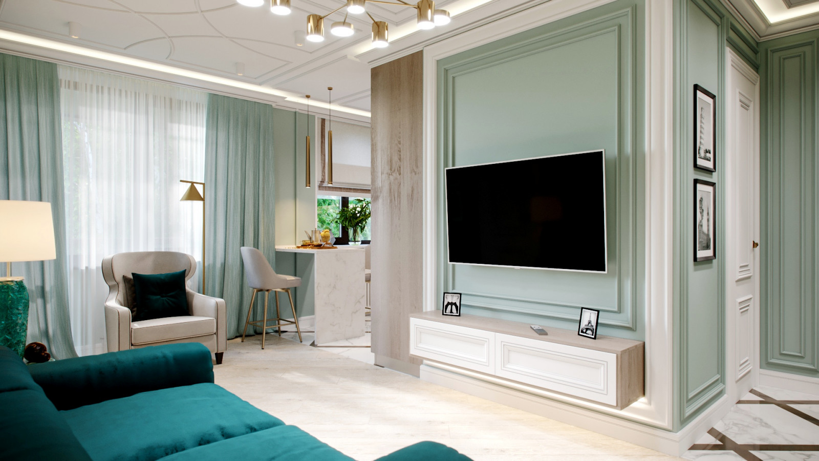 Маленькая квартира в стиле Американская классика