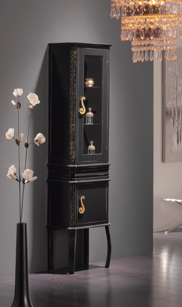 Macral London 17 and 1/2 inches. large linen cabinet. Black-golden patina